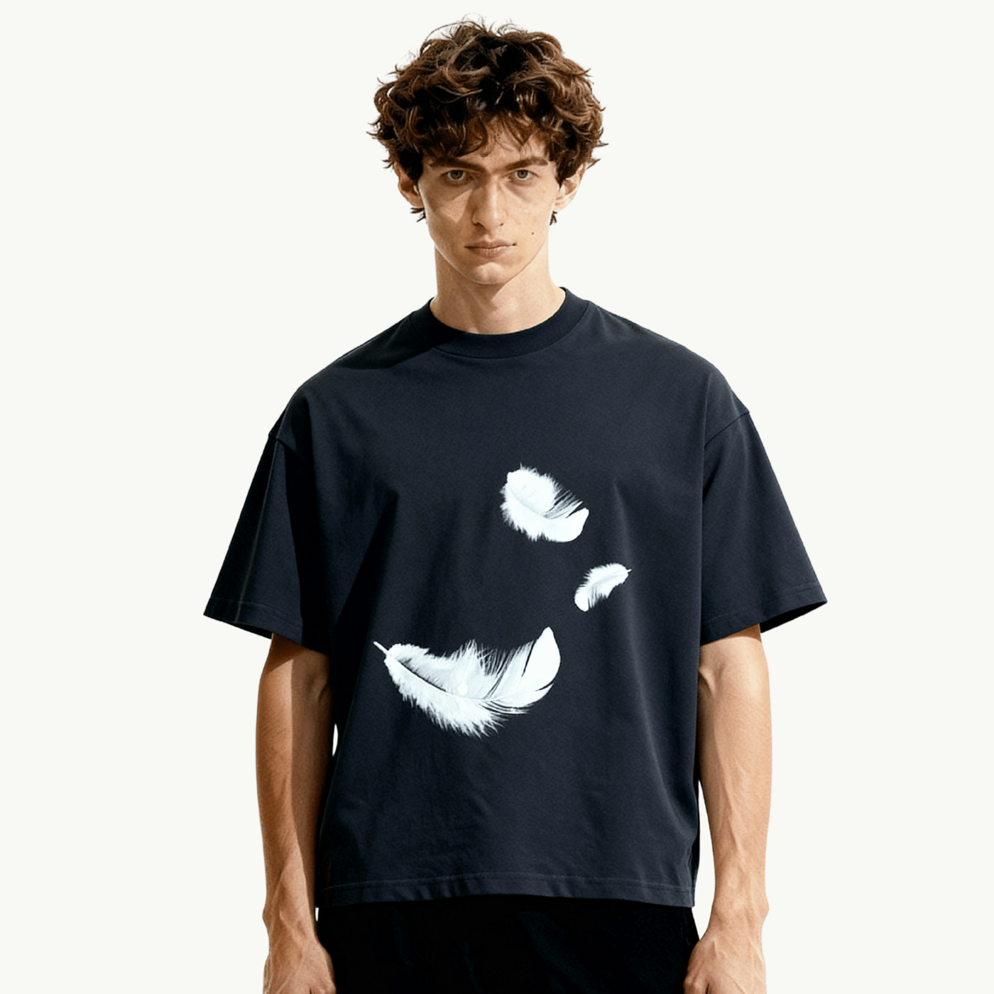 feathers boxy tee tees-clo