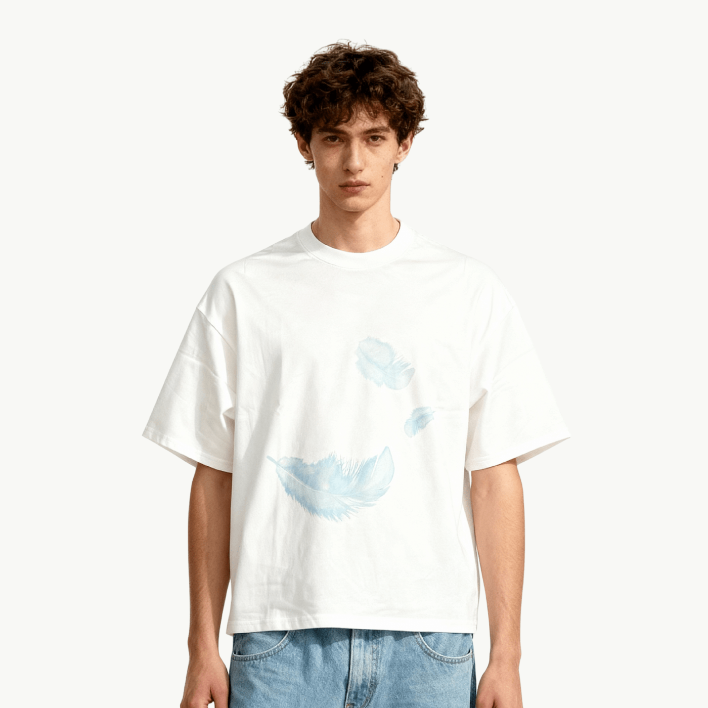feathers boxy tee tees-clo