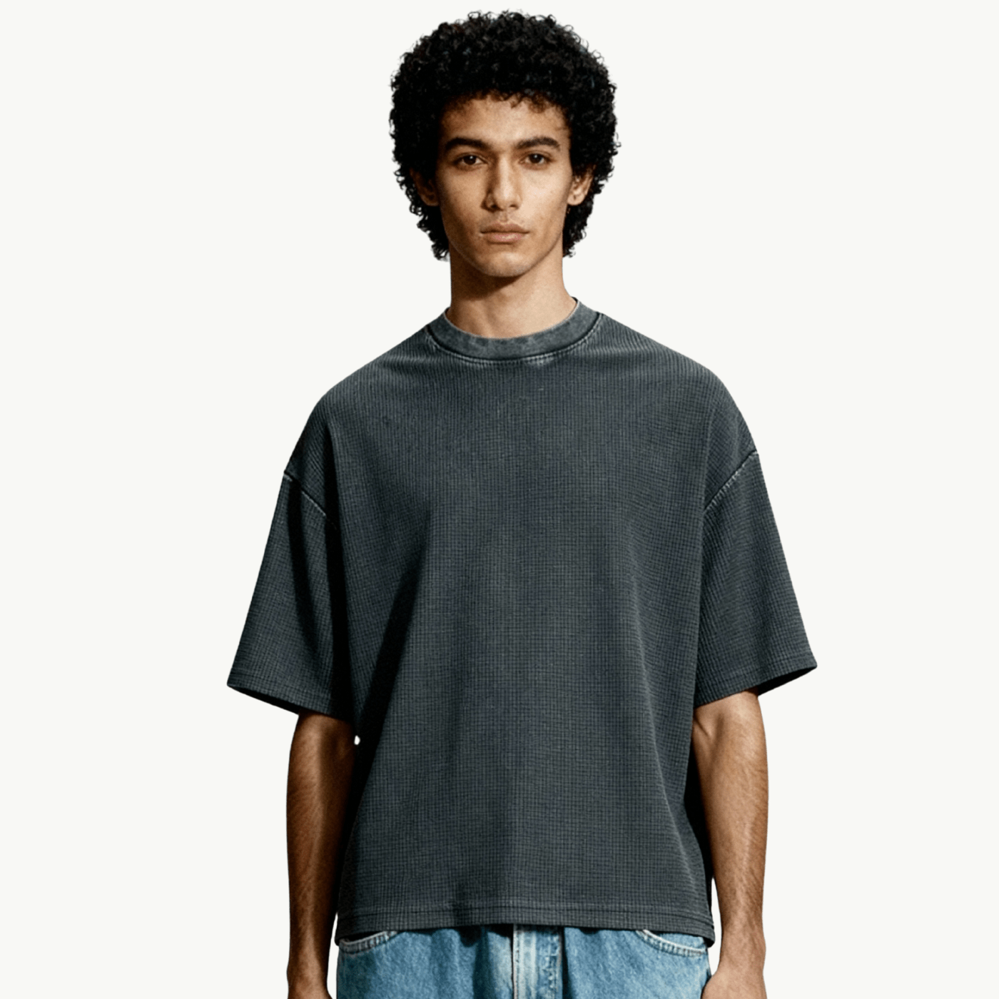 waffle texture boxy tee tees-clo