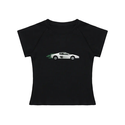 white ferrari baby tee tees-clo