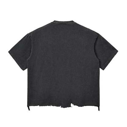 Snow Wash Raw-Hem Boxy T-shirt ODMPOD