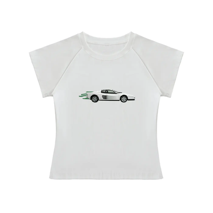 white ferrari baby tee tees-clo