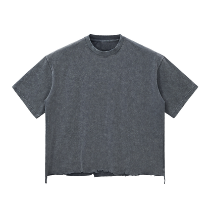 Snow Wash Raw-Hem Boxy T-shirt ODMPOD