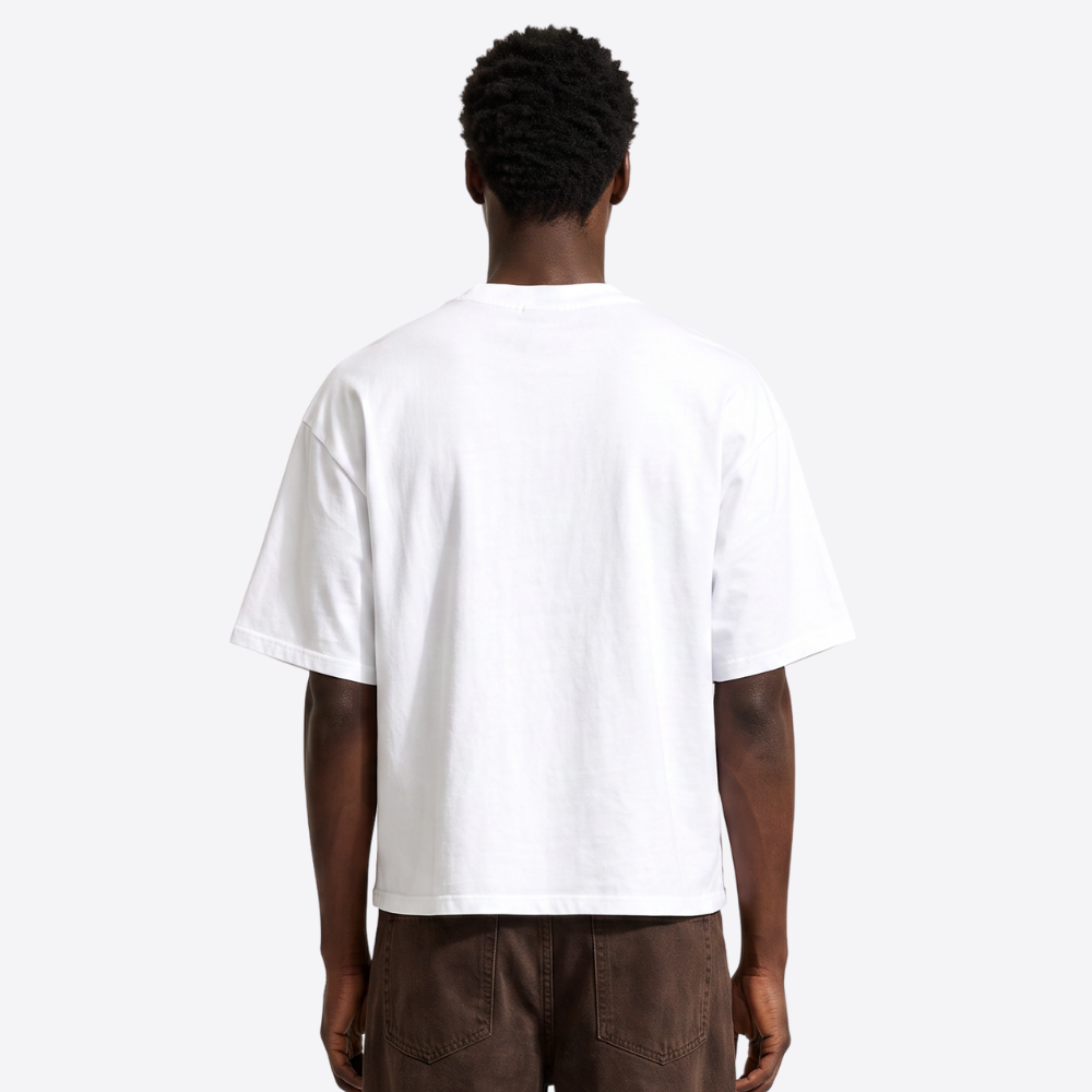 cappuccino boxy tee – white – back