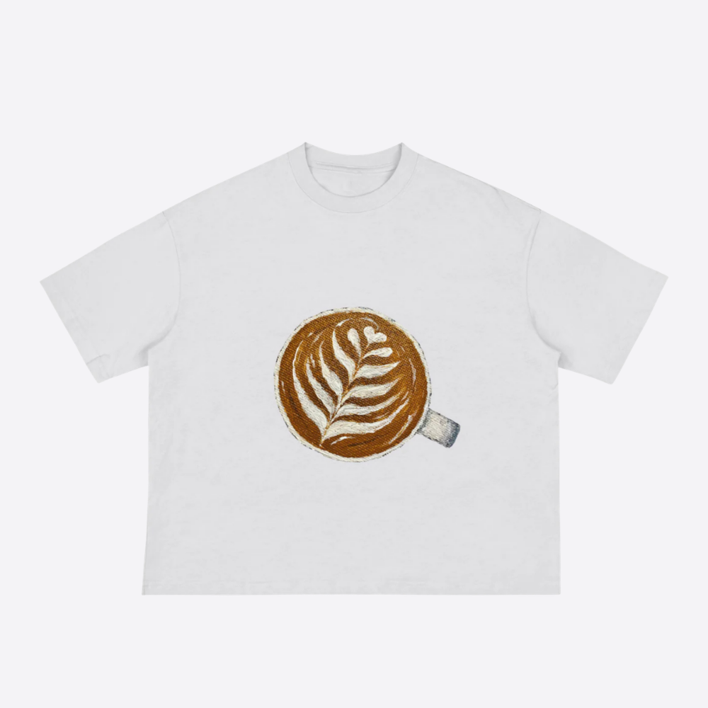 cappuccino boxy tee – white – mockup