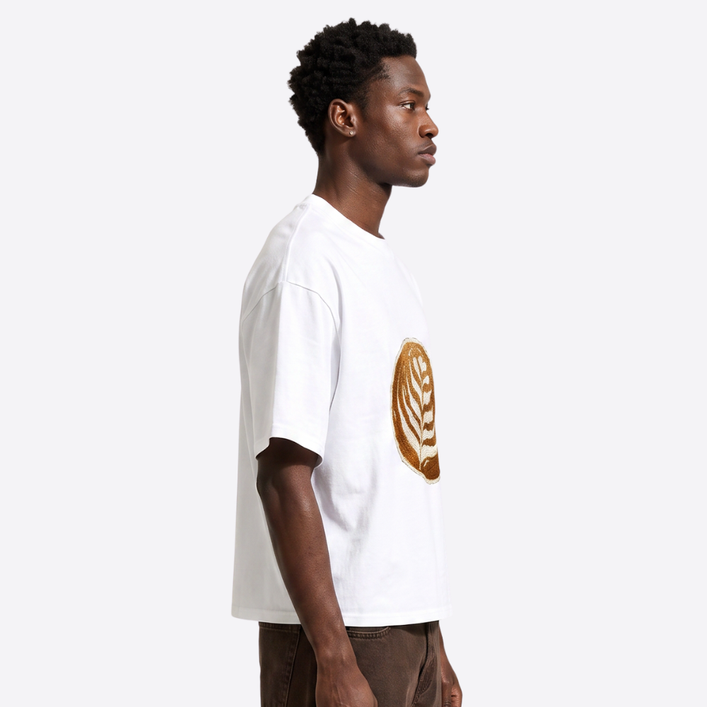 cappuccino boxy tee – white – side