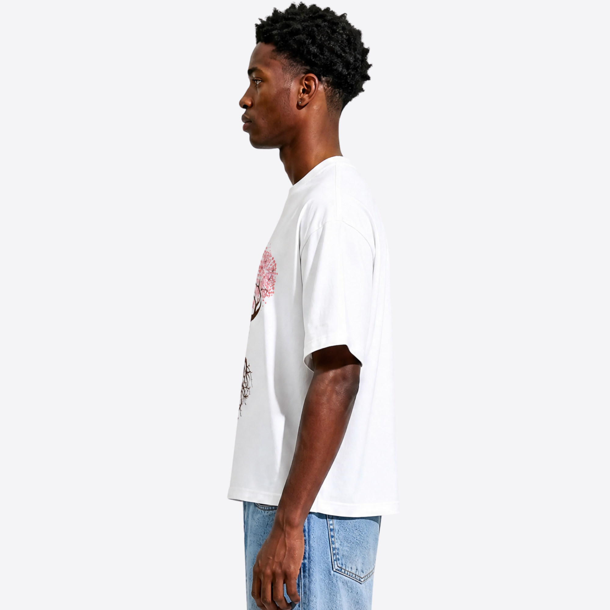cherry blossom boxy tee – white – side