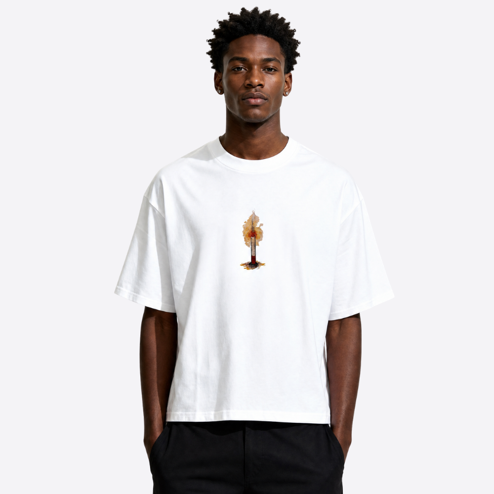 cigarette boxy tee – white – front