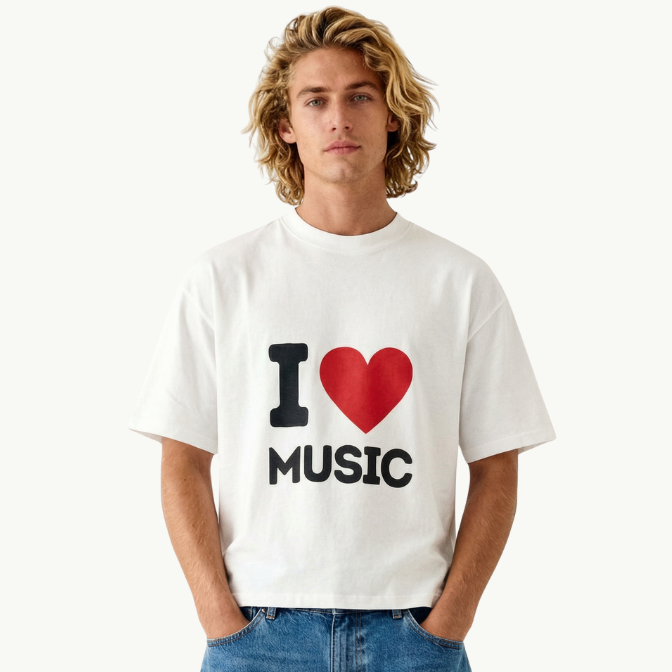 i love music boxy tee tees-clo