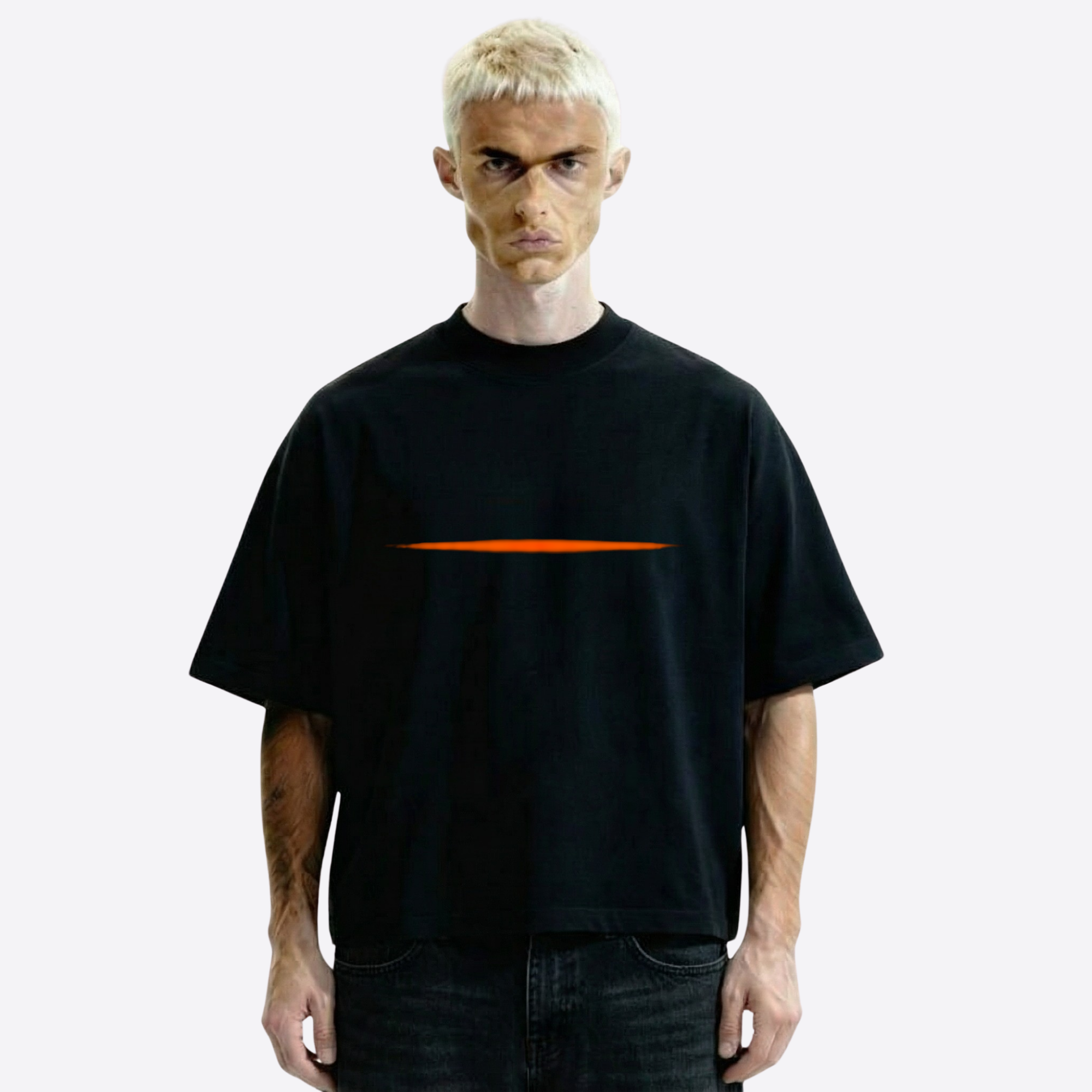 line heavy boxy tee