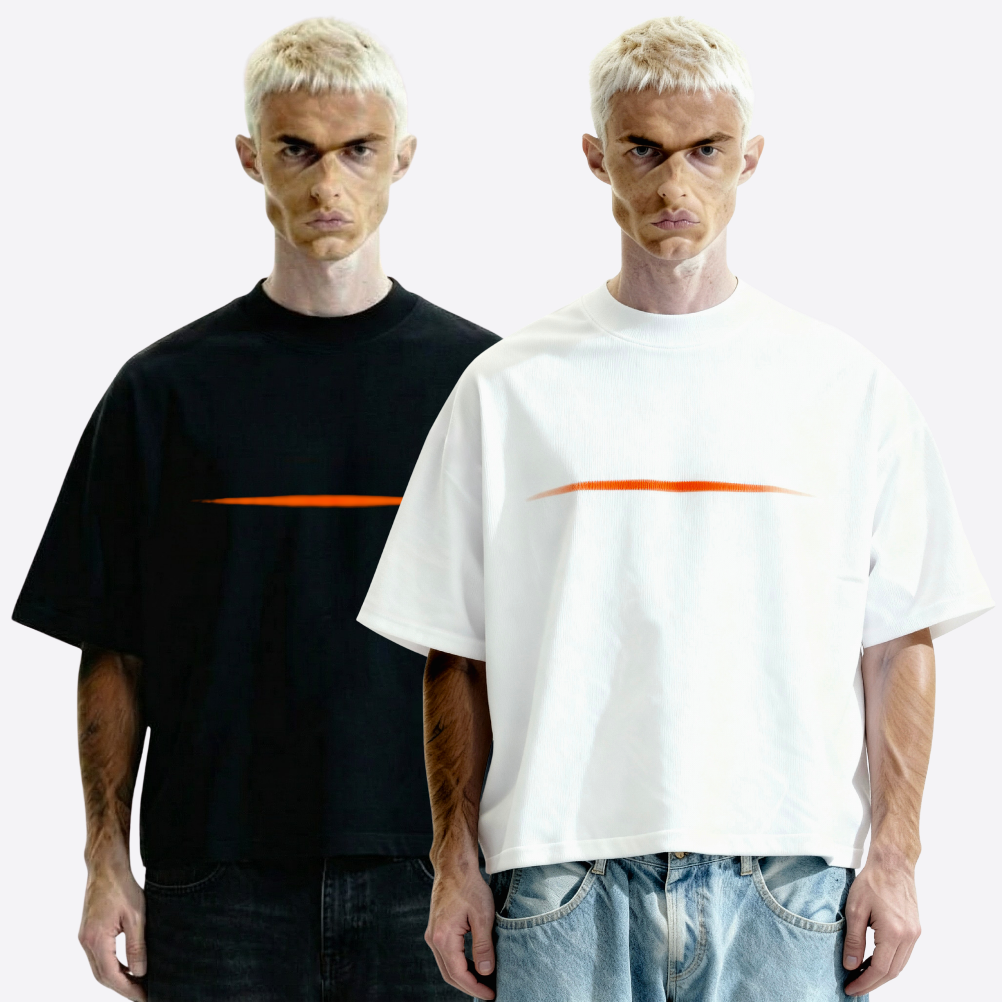 line heavy boxy tee