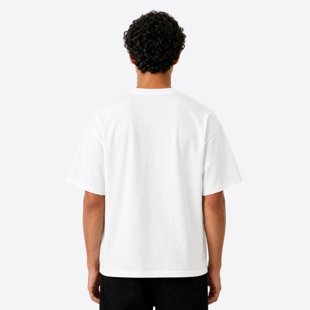martini boxy tee – white – back