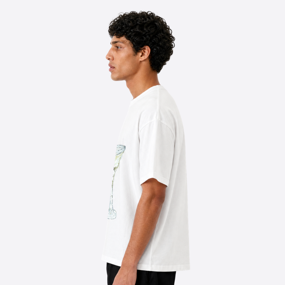 martini boxy tee – white – side