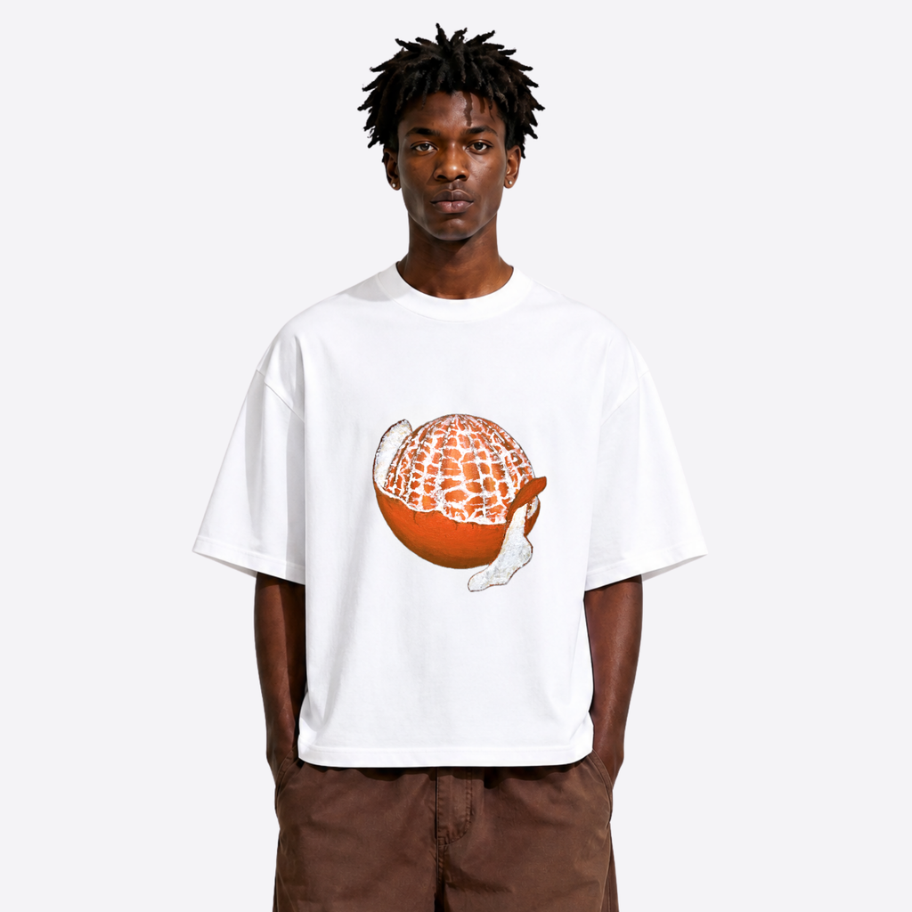 orange boxy tee