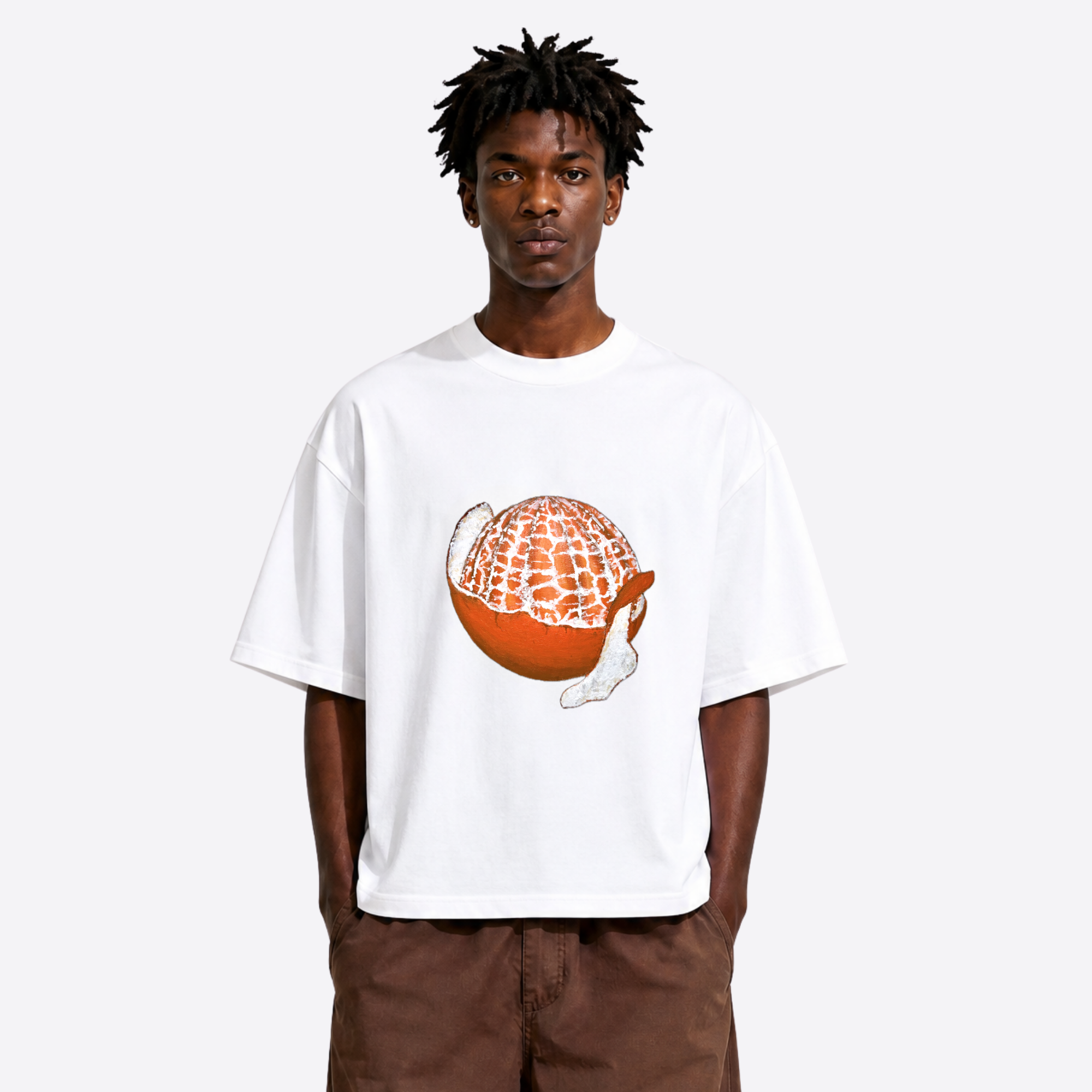 orange boxy tee