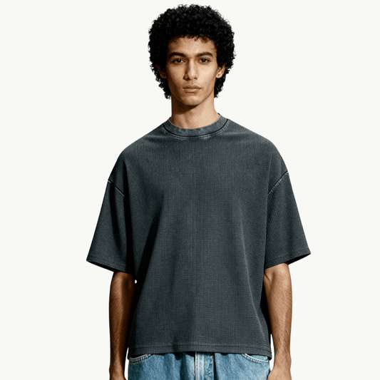 waffle texture boxy tee tees-clo