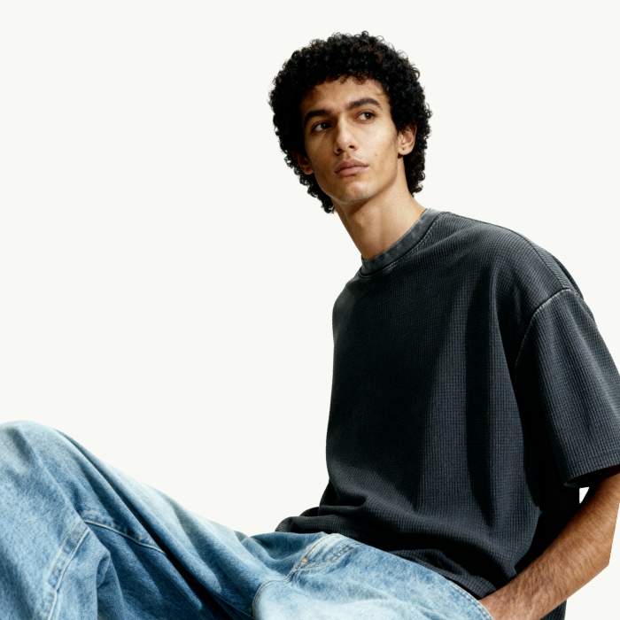 waffle texture boxy tee tees-clo