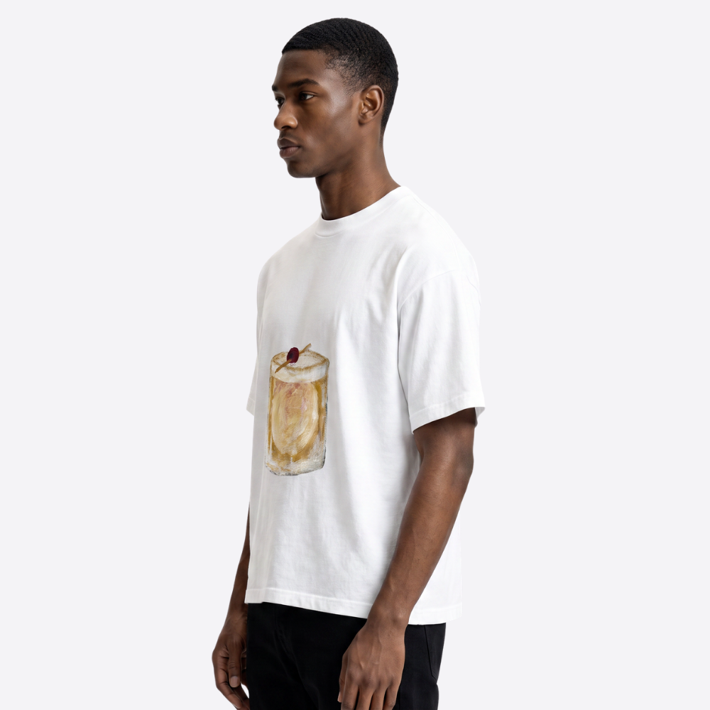 whiskey sour boxy tee – white – side
