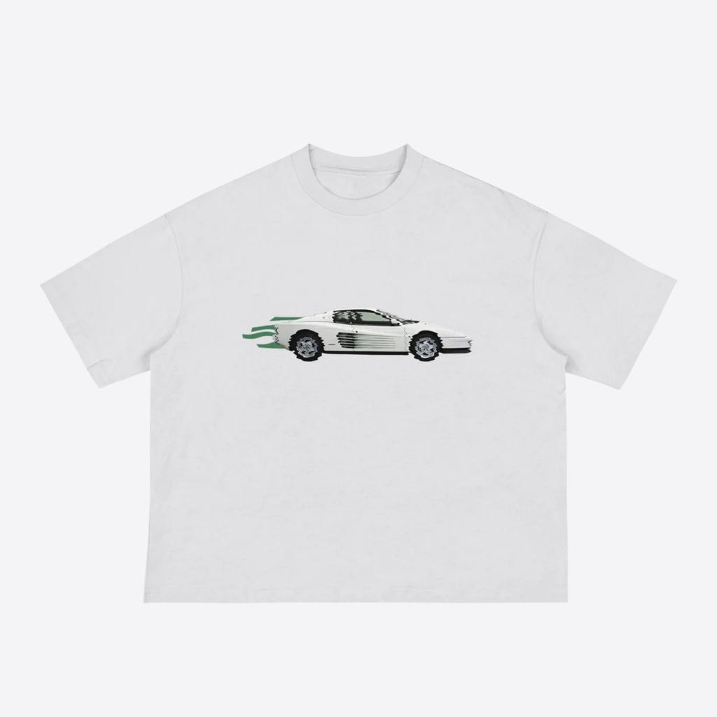 white ferrari boxy tee