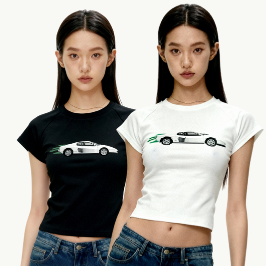 white ferrari baby tee tees-clo