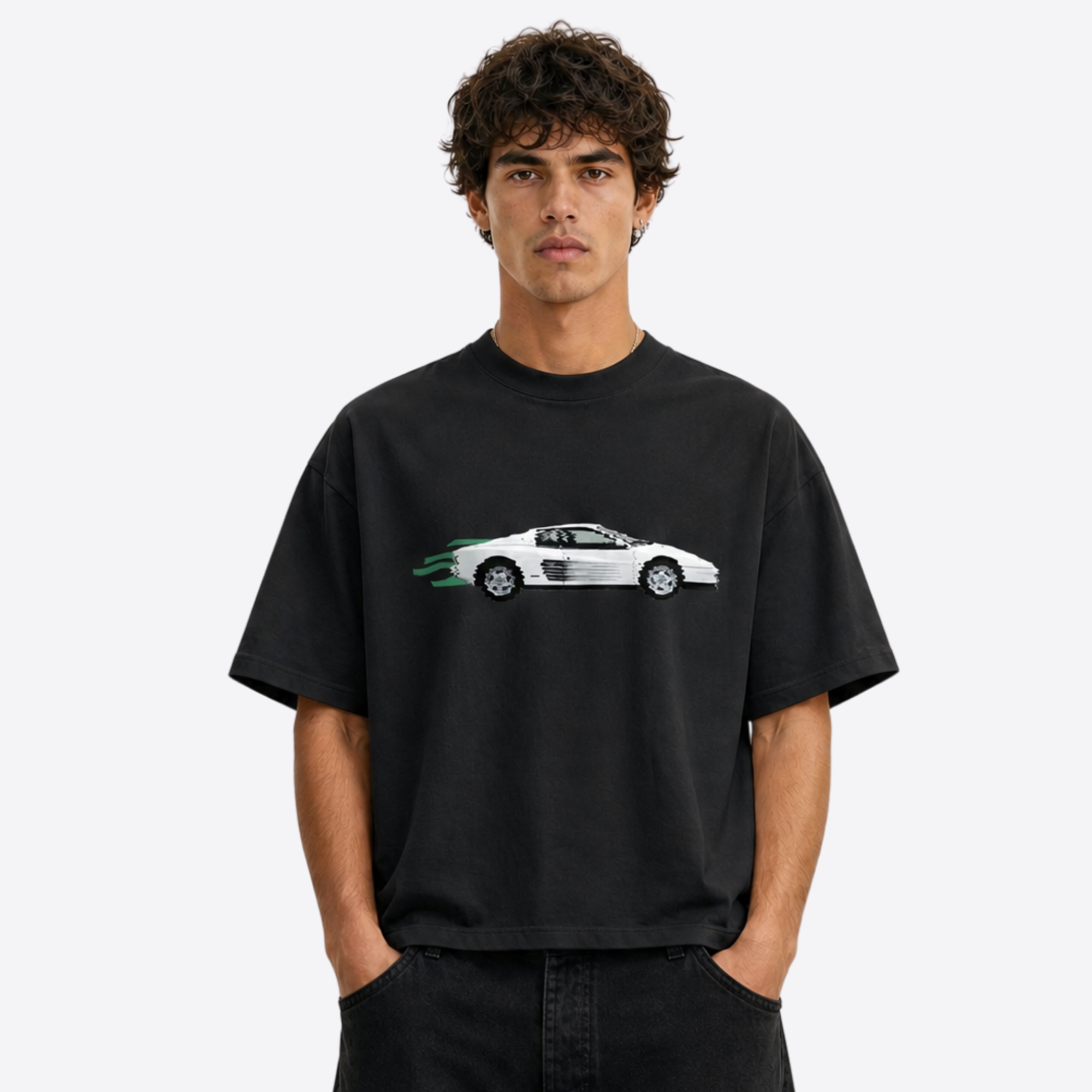 white ferrari boxy tee
