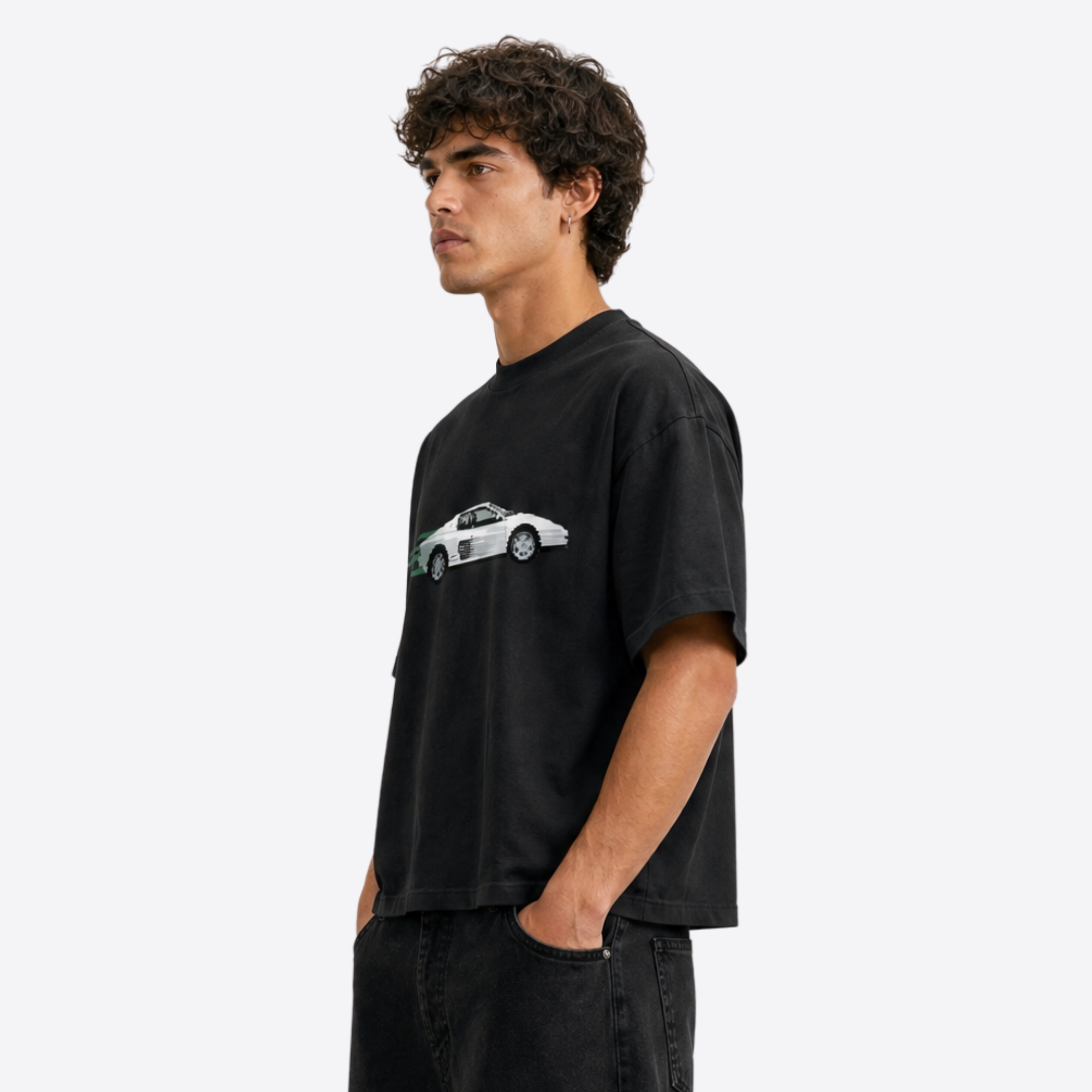 white ferrari boxy tee