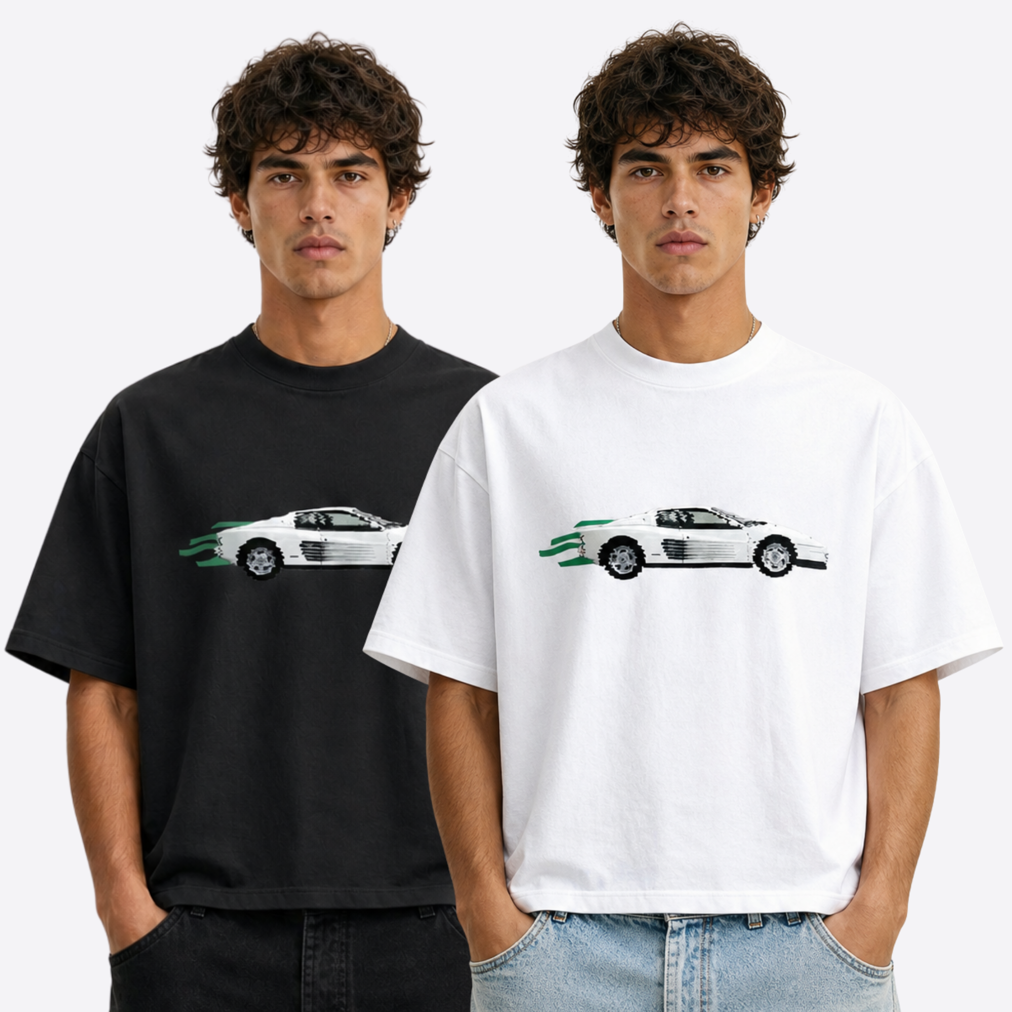white ferrari boxy tee